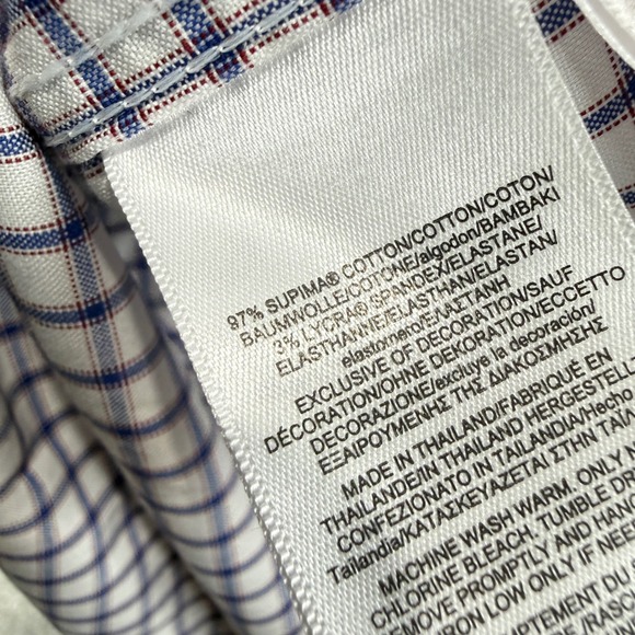 Brooks Brothers Dress Shirt Mens 17.5 33 Blue White Check Non-Iron Traditional - Picture 6 of 6